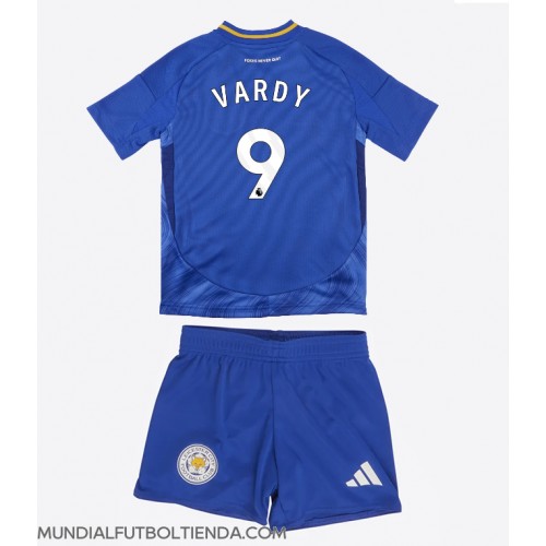 Camiseta Leicester City Jamie Vardy #9 Primera Equipación Replica 2024-25 para niños mangas cortas (+ Pantalones cortos)